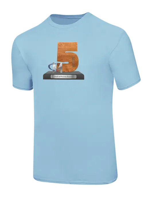 Ring Spun Light Blue 4.5 oz T-Shirt w/Hall of Fame Award Design Logo