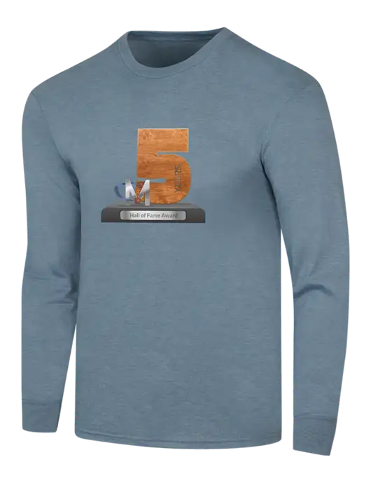 Simply Soft Long Sleeve Slate Blue Heather 4.5 oz, Poly/Combed Ring Spun Cotton T-Shirt w/Diamond Award Design Logo