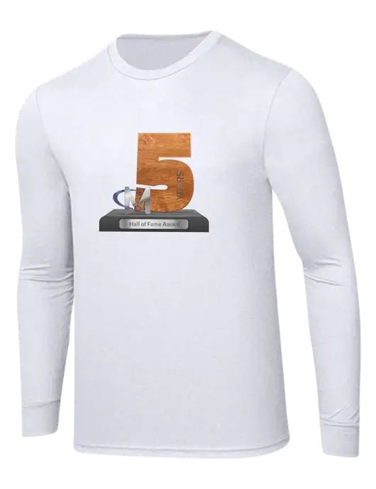 Simply Soft Long Sleeve White 4.5 oz, Poly/Combed Ring Spun Cotton T-Shirt w/Diamond Award Design Logo