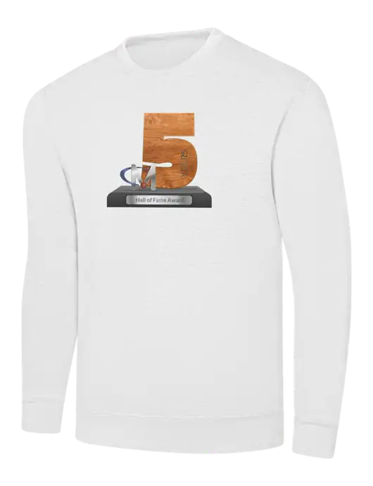 White 7.8 oz Ring Spun Crew Sweatshirt w/Diamond Award Design Logo