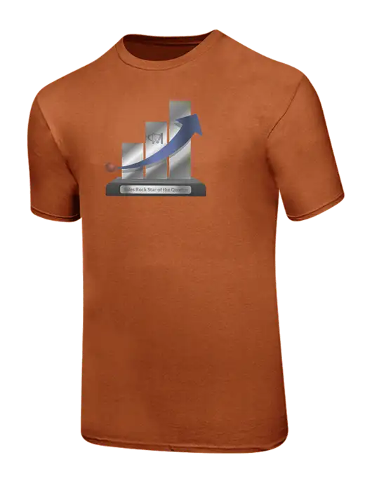 Ring Spun Burnt Orange 4.5 oz T-Shirt w/Sales Rock Star of the Qtr Design Logo