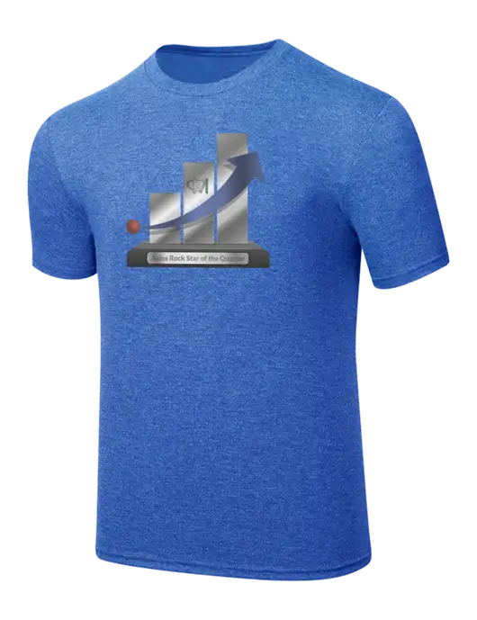 Simply Soft Royal Frost 4.5oz  Poly/Combed Ring Spun Cotton T-Shirt w/Sales Rock Star of the Qtr Design Logo