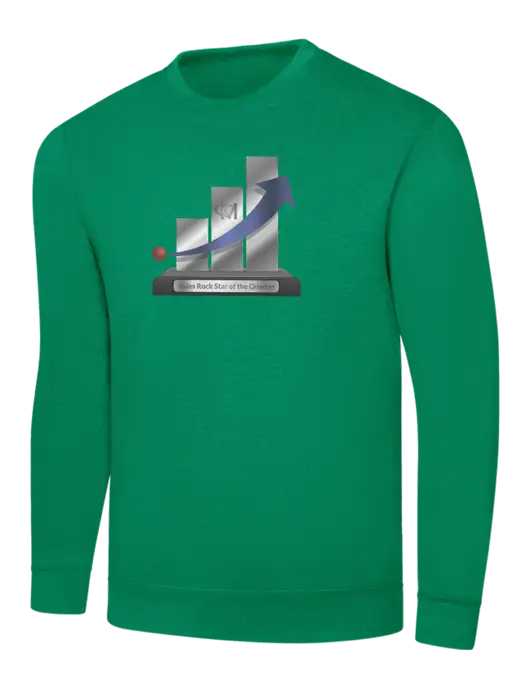 Kelly Green 7.8 oz Ring Spun Crew Sweatshirt w/Top Performer of the Qtr Design Logo