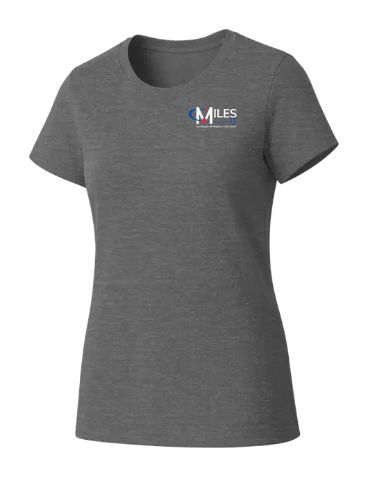 Womens Seriously Soft Grey Frost T-Shirt w/Miles IT w/Slogan Logo, Miles IT Slogan Logo