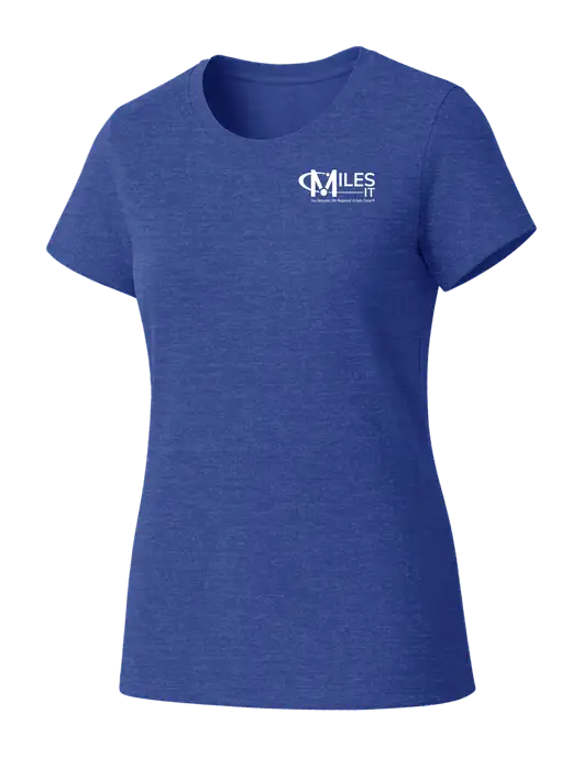 Womens Seriously Soft Royal Frost T-Shirt w/Miles IT w/Slogan Logo, Miles IT Slogan Logo