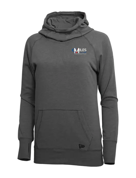 New Era Black Heather Womens Tri-Blend Fleece Pullover Hoodie w/Miles IT w/Slogan Logo