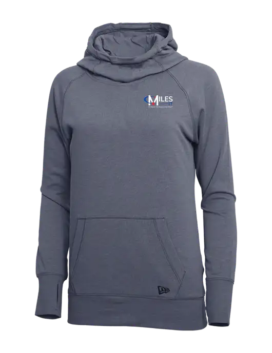 New Era True Navy Heather Womens Tri-Blend Fleece Pullover Hoodie w/Miles IT w/Slogan Logo