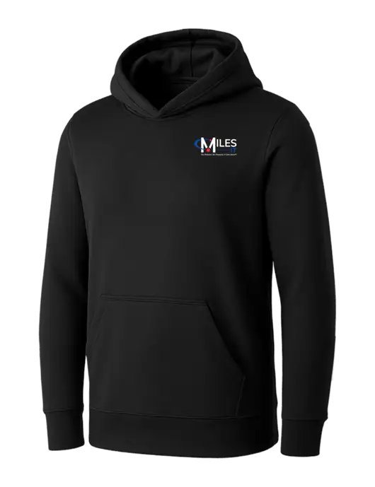 Womens Black Core Fleece Pullover Hooded Sweatshirt w/Miles IT w/Slogan Logo