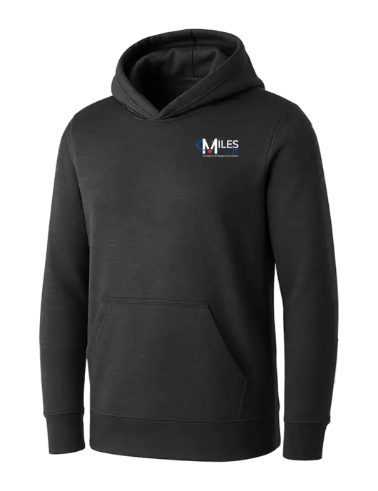 Womens Dark Grey Heather Core Fleece Pullover Hooded Sweatshirt w/Miles IT w/Slogan Logo