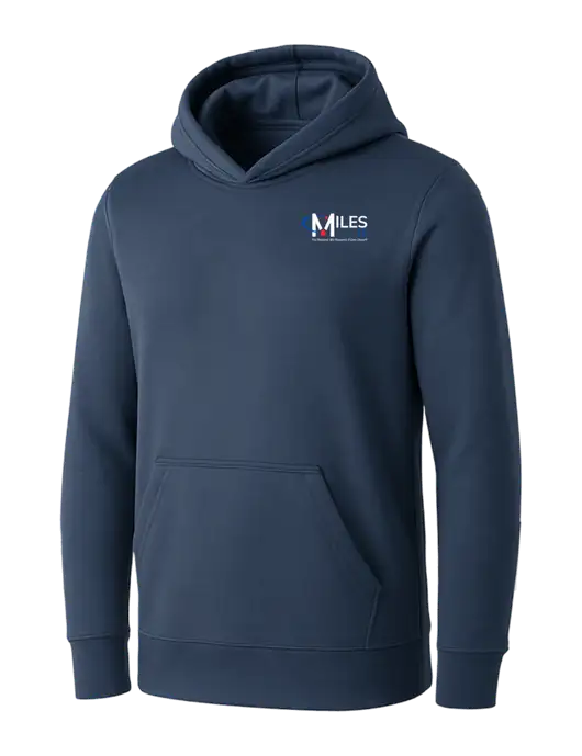 Womens Navy Core Fleece Pullover Hooded Sweatshirt w/Miles IT w/Slogan Logo