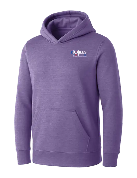 Womens Purple Heather Core Fleece Pullover Hooded Sweatshirt w/Miles IT w/Slogan Logo