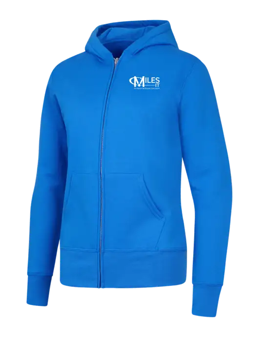 Royal Womens Core Fleece Full-Zip Hooded Sweatshirt w/Miles IT w/Slogan Logo