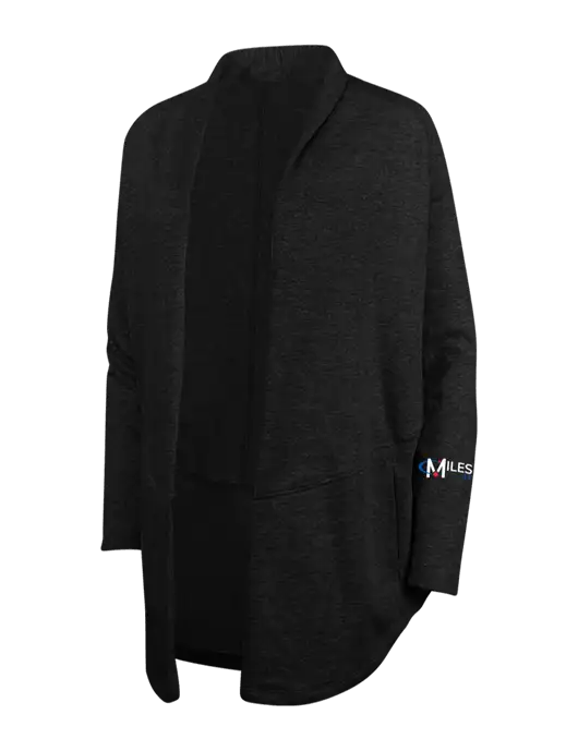 Deep Black/Charcoal Heather Womens Interlock Cardigan w/Miles IT Logo