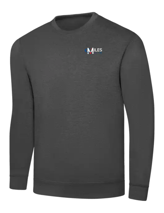 Charcoal 7.8 oz Ring Spun Crew Sweatshirt w/Miles IT Logo