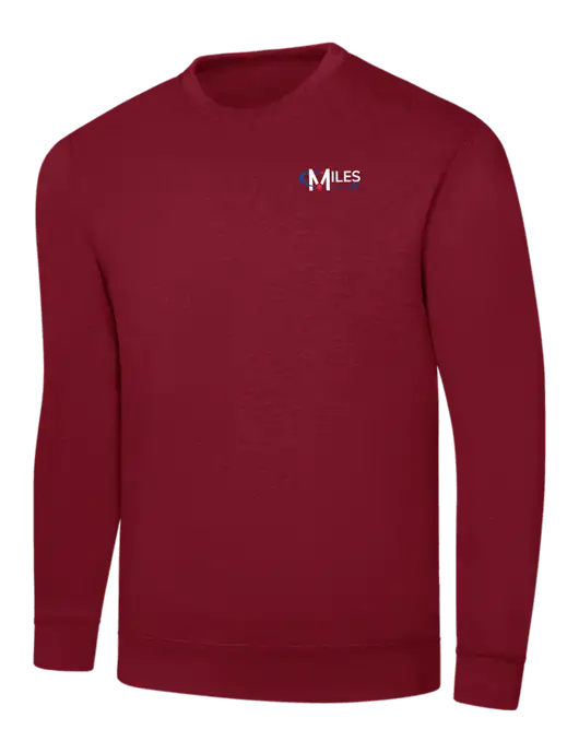 Dark Cardinal 8.5 oz Ring Spun Crew Sweatshirt w/Miles IT Logo