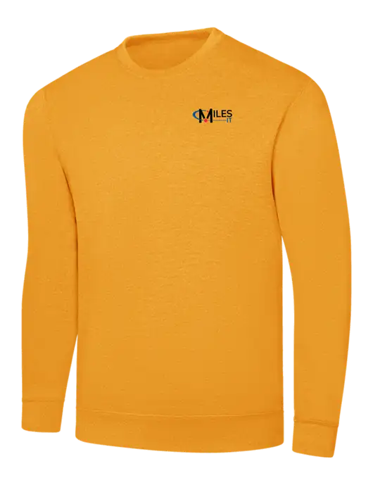 Gold 7.8 oz Ring Spun Crew Sweatshirt
 w/Miles IT Logo