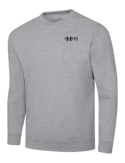 Light Grey Heather 7.8 oz Ring Spun Crew Sweatshirt w/Miles IT Logo