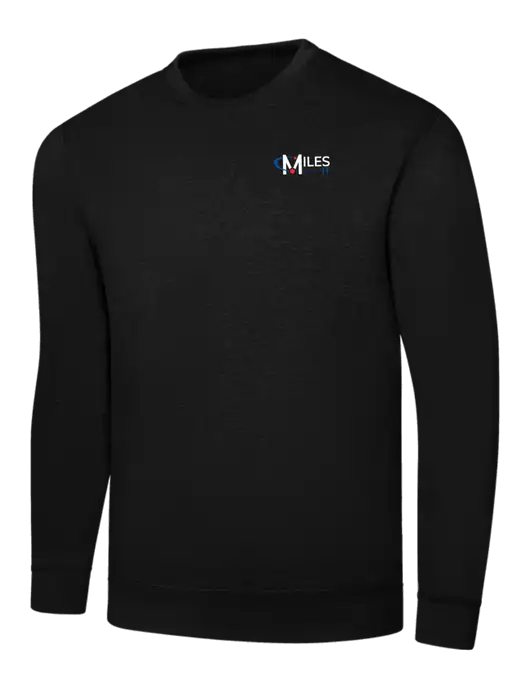 Black 7.8 oz Ring Spun Crew Sweatshirt w/Miles IT Logo