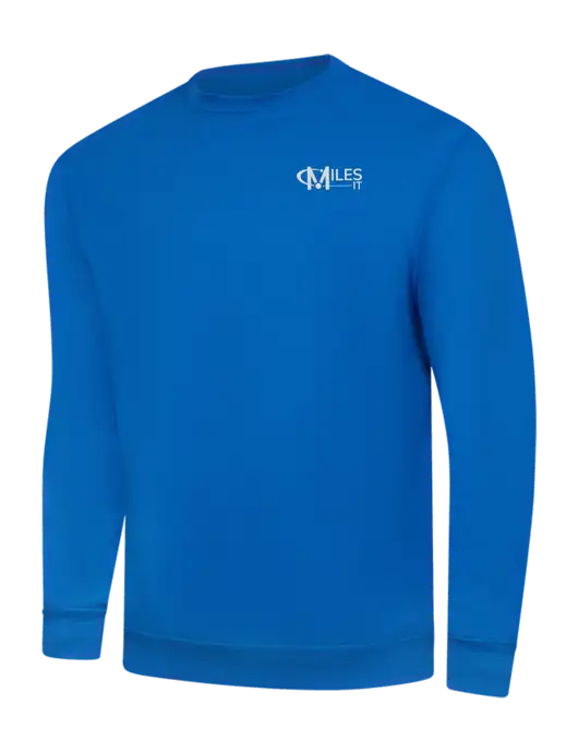 True Royal 9 oz 50/50 Cotton/Poly Crew Sweatshirt w/Miles IT Logo