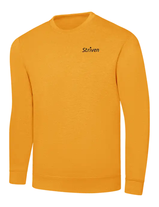 Gold 7.8 oz Ring Spun Crew Sweatshirt
 w/Striven Logo 