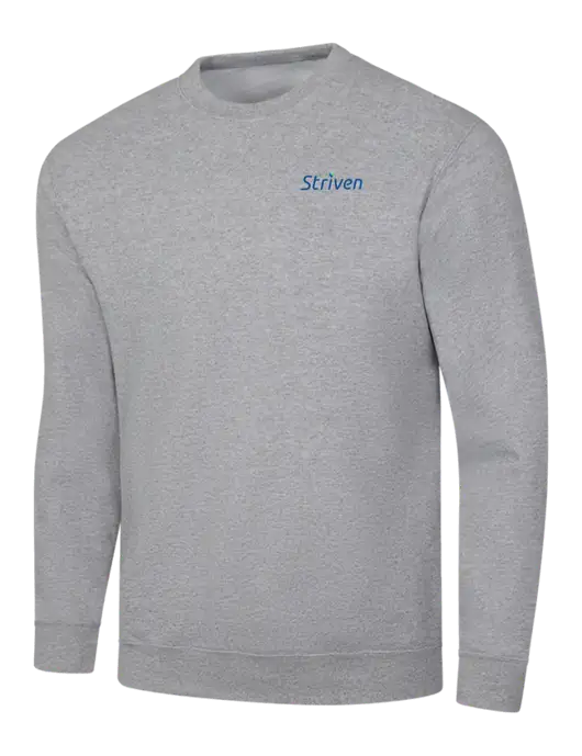 Light Grey Heather 7.8 oz Ring Spun Crew Sweatshirt w/Striven Logo 