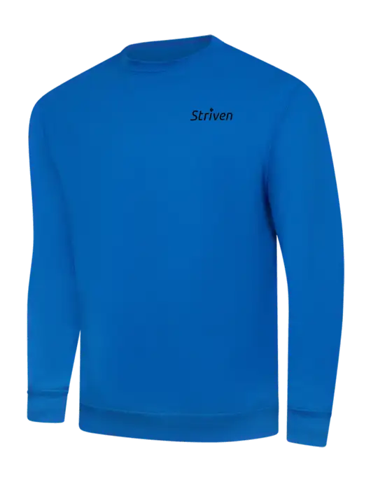 True Royal 9 oz 50/50 Cotton/Poly Crew Sweatshirt w/Striven Logo 
