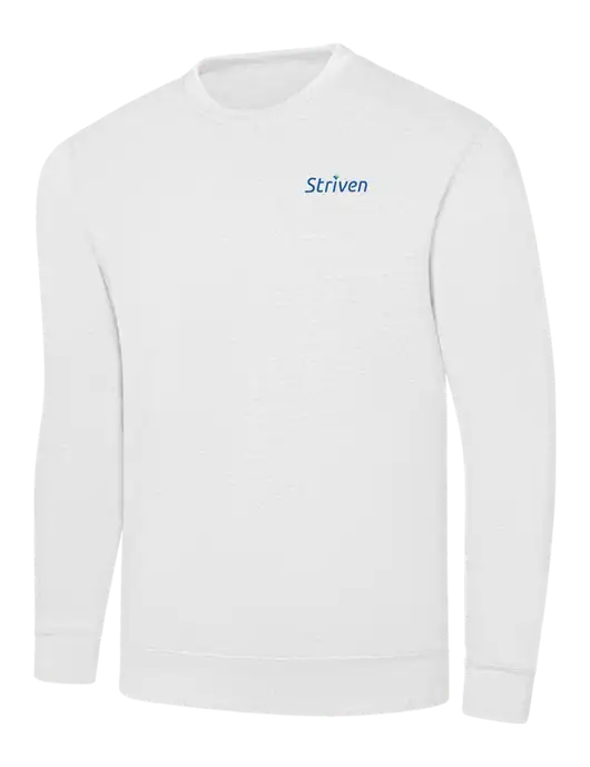 White 7.8 oz Ring Spun Crew Sweatshirt w/Striven Logo 