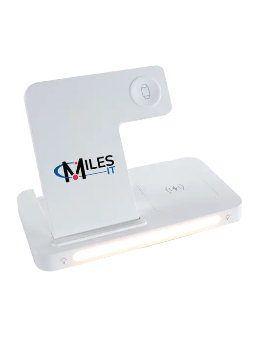 Revive White Bedside Charging Station with Adjustable Light w/Miles IT Logo