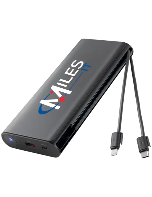 Handy Power Voyager 130W Laptop Charging Power Bank w/Cables w/Miles IT Logo