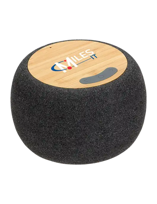 Bamboo Wireless Speaker With 5W Wireless Charger w/Miles IT Logo