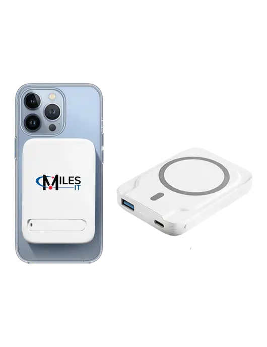 VoltVault White Power Bank w/Miles IT Logo