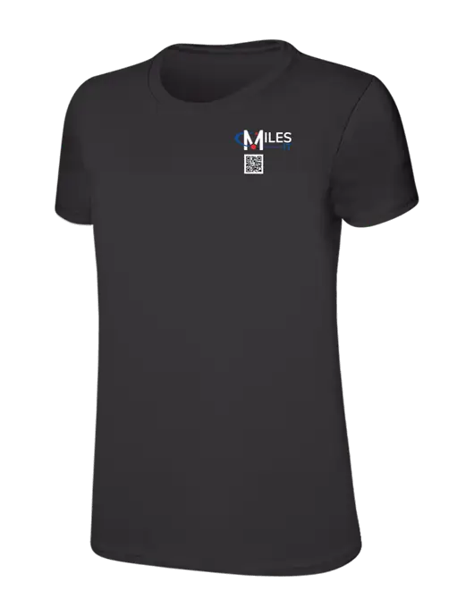 Womens Ring Spun Charcoal 4.5 oz T-Shirt w/Miles IT QR Code Logo