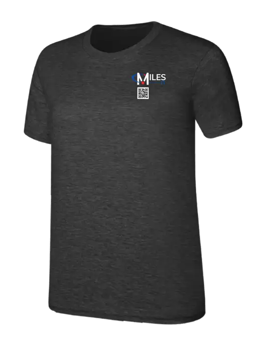Womens Ring Spun Dark Heather Grey 4.5 oz T-Shirt w/Miles IT QR Code Logo