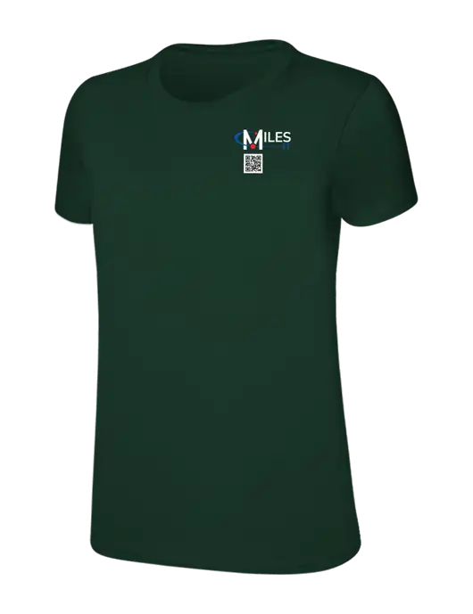 Womens Ring Spun Forest Green 4.5 oz T-Shirt w/Miles IT QR Code Logo