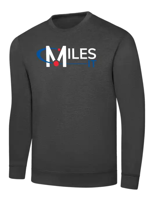 Dark Heather Grey 7.8 oz Ring Spun Crew Sweatshirt w/Miles IT Logo