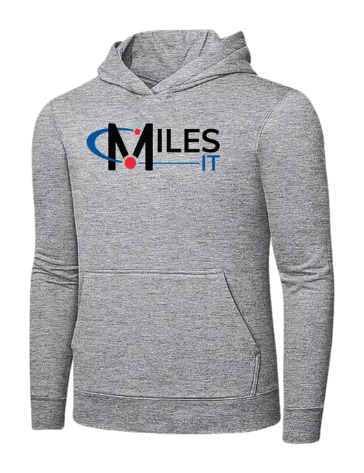 Light Grey Heather 7.8 oz Ring Spun Hooded Sweatshirt w/Miles IT Logo