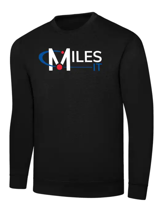 Black 7.8 oz Ring Spun Crew Sweatshirt w/Miles IT Logo