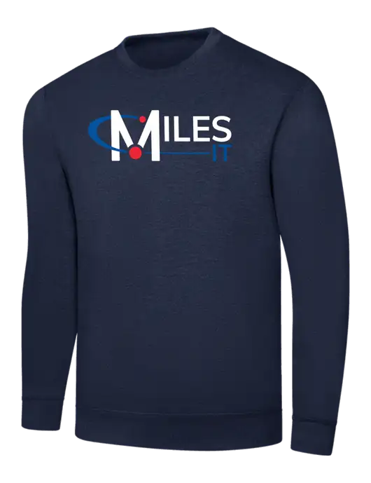 Navy 7.8 oz Ring Spun Crew Sweatshirt w/Miles IT Logo