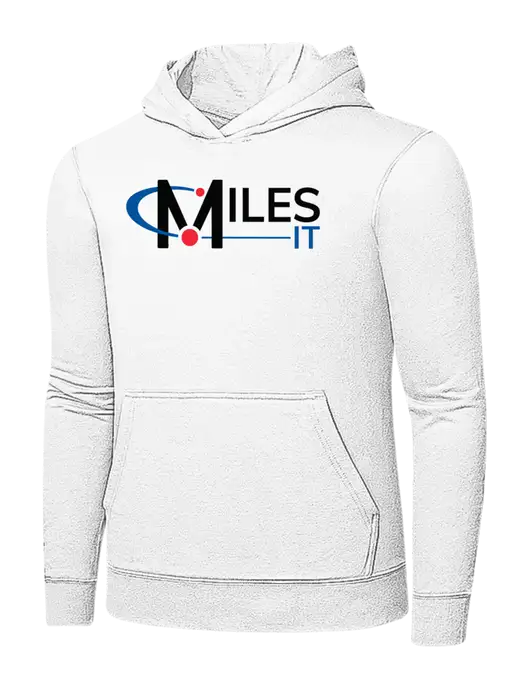 White 7.8 oz Ring Spun Hooded Sweatshirt w/Miles IT Logo