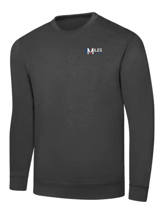 Dark Heather Grey 7.8 oz Ring Spun Crew Sweatshirt w/Miles IT Logo