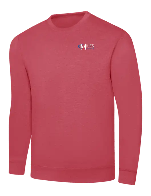 Heather Red 7.8 oz Ring Spun Crew Sweatshirt w/Miles IT Logo