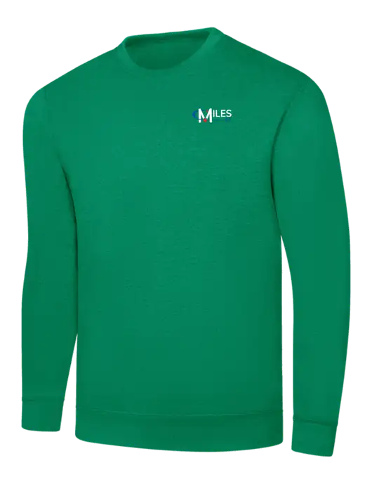 Kelly Green 7.8 oz Ring Spun Crew Sweatshirt w/Miles IT Logo