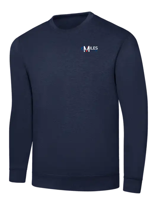 Navy 7.8 oz Ring Spun Crew Sweatshirt w/Miles IT Logo