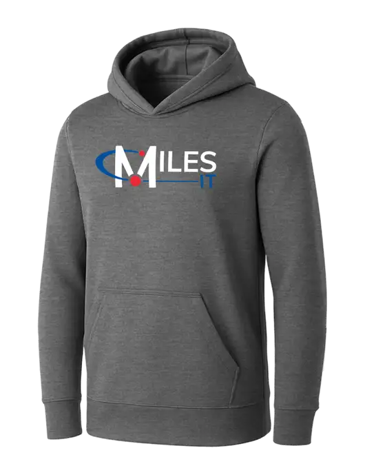 Womens Medium Grey Heather Core Fleece Pullover Hooded Sweatshirt w/Miles IT Logo