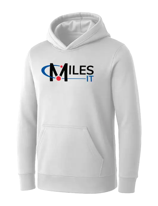 Womens White Core Fleece Pullover Hooded Sweatshirt w/Miles IT Logo