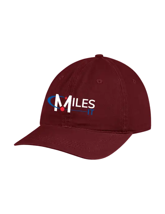 Garment Washed Unstructured Twill Maroon Cap w/Miles IT Logo