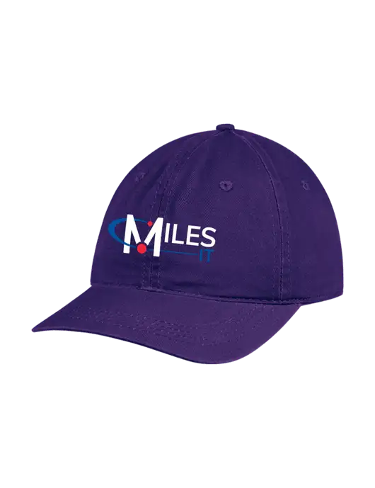 Garment Washed Unstructured Twill Purple Cap w/Miles IT Logo