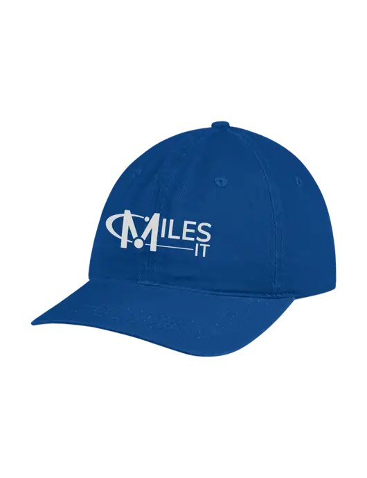 Garment Washed Unstructured Twill Royal Cap w/Miles IT Logo