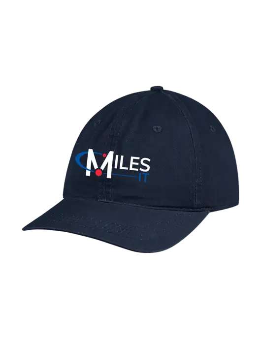 Garment Washed Unstructured Twill Navy Cap w/Miles IT Logo