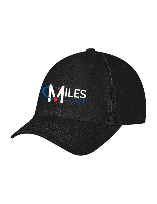 Black Structured Soft Snap Closure Hook & Loop Cap w/Miles IT Logo
